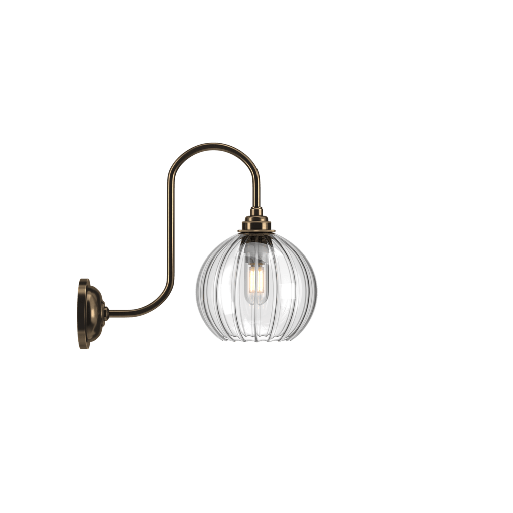 Swan Neck Ribbed Glass Wall Light Hereford - Bilden Home & Hardware Market